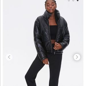 Forever 21 faux leather puffer jacket